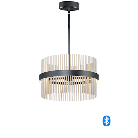Et2 Chimes 2-Light 23.75" Wide Black/Satin Nickel/Satin Brss Pendant Light E34205-BKSNSBR
